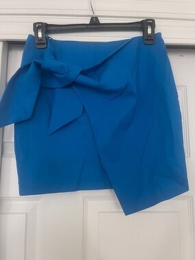 Bright Blue Wrap Mini Skirt with Front Tie